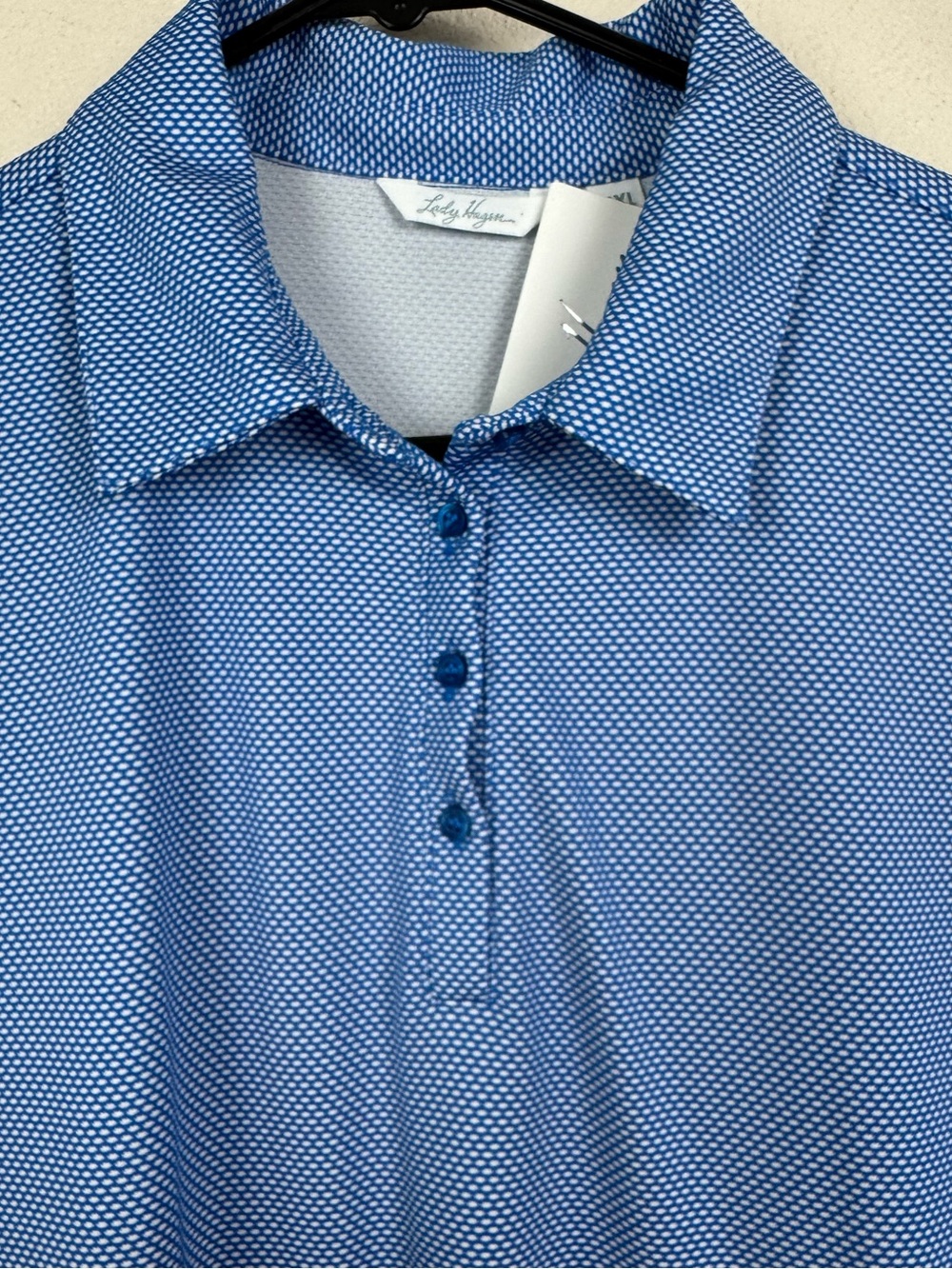 Lady Hagen Jacquard Short Sleeve Golf Polo Sz XXL NWT Capri Blue